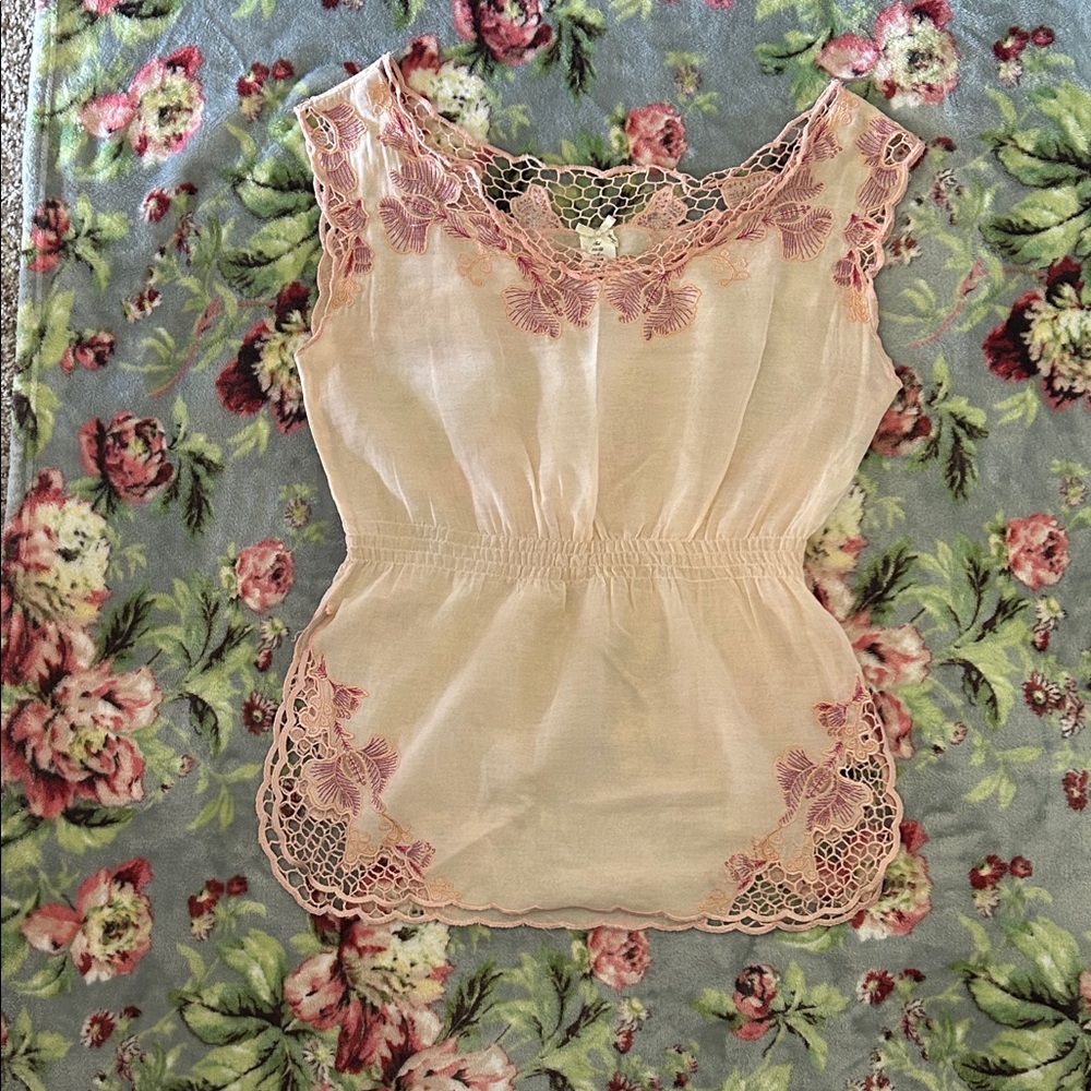 Forever 21 Lace Detail Top with Bow Accent